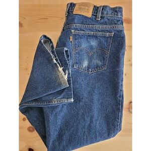 Vintage Levis 619 Orange Tab Jeans Mens 38x34 Fits 35x29 Blue Straight Leg 90s